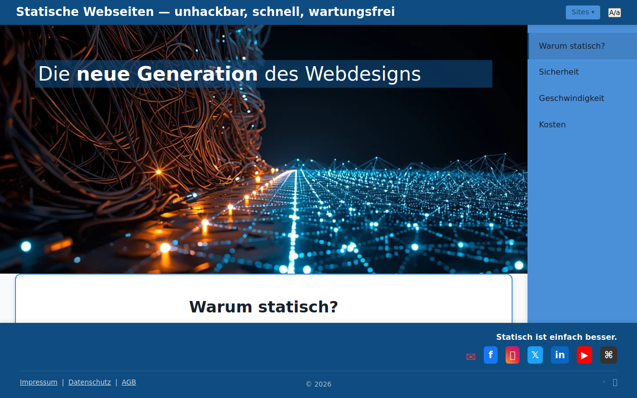 Schlanke Unternehmensseite